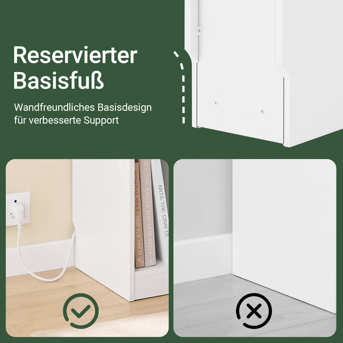 NACHTTISCH schmaler mit Ladefunktion (USB & Typ-C) 20x35x60 cm, Weiß, mit heller Holzplatte, Schublade & offenes Fach, Schlafzimmer/Wohnzimmer - Weiß, Holzwerkstoff (20/60/35cm) - SoBuy