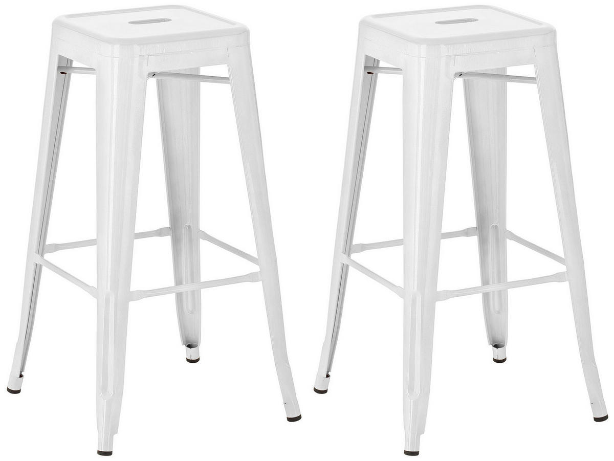BARHOCKER 2er Set Metall weiß - Weiß, Metall (43/76/43cm) - CLP