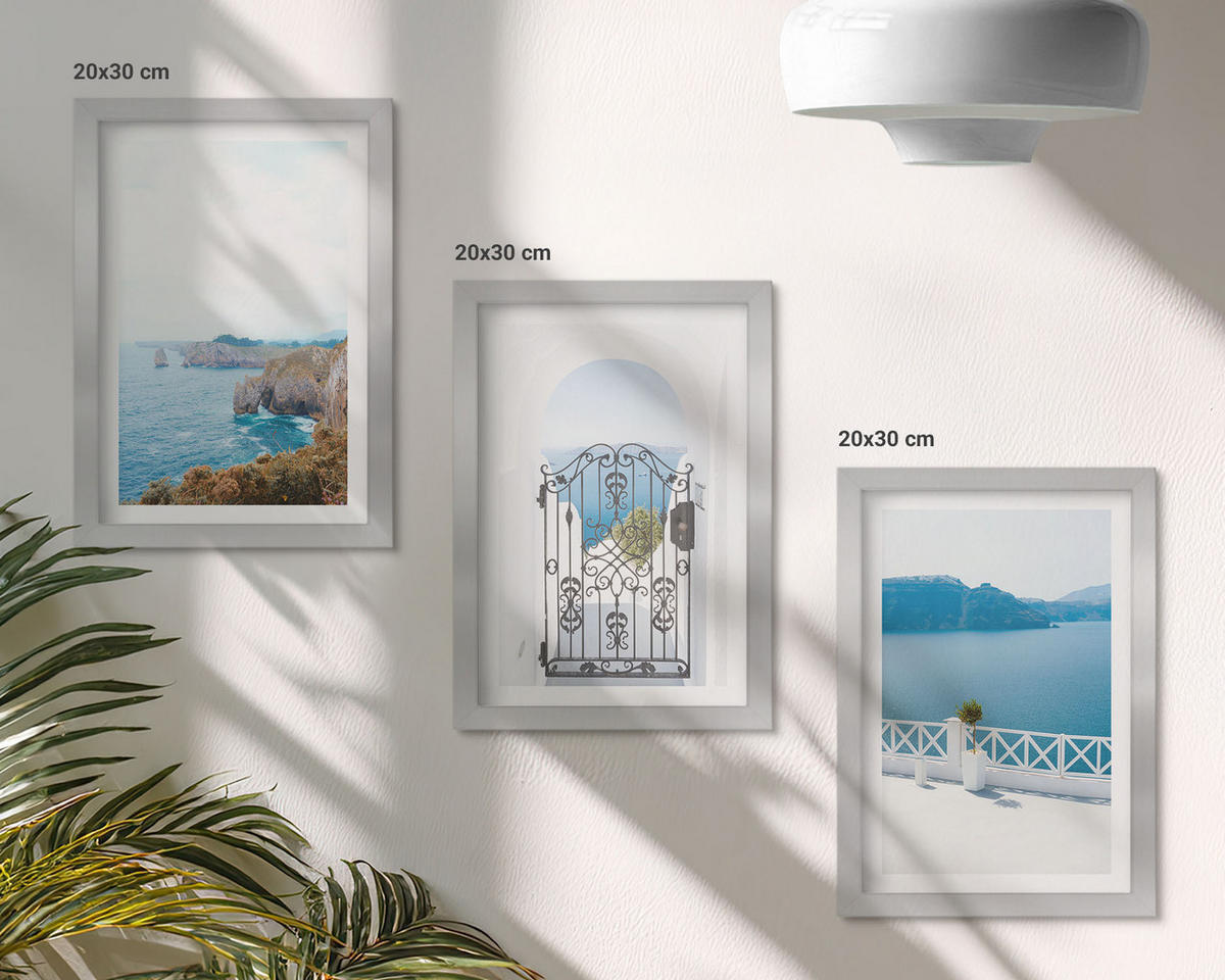 WANDBILDER 3er Set - 20x30 cm Silberner Rahmen - Meeresarchitektur Griechenlands - Silberfarben, Kunststoff (20/30cm) - ArtPrintCave