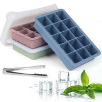 EISWÜRFELFORM 3er Set Silikon mit Deckel 45 Fächer - Multicolor, Kunststoff (11/7/16cm)