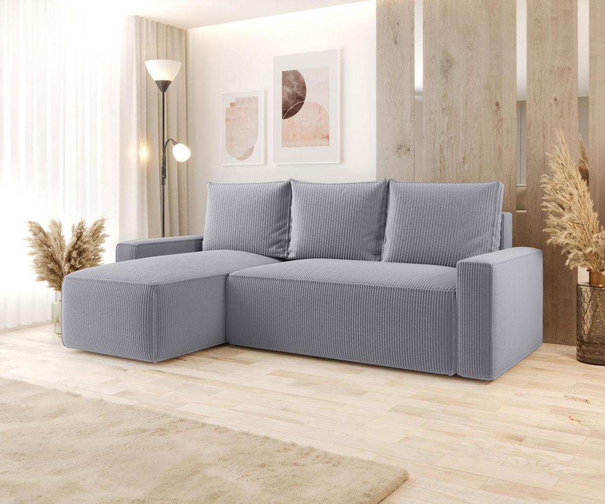ECKSOFA mit Schlaffunktion SAVIO Poso 55 Links - Grau, Textil (232/140cm) - Bedante