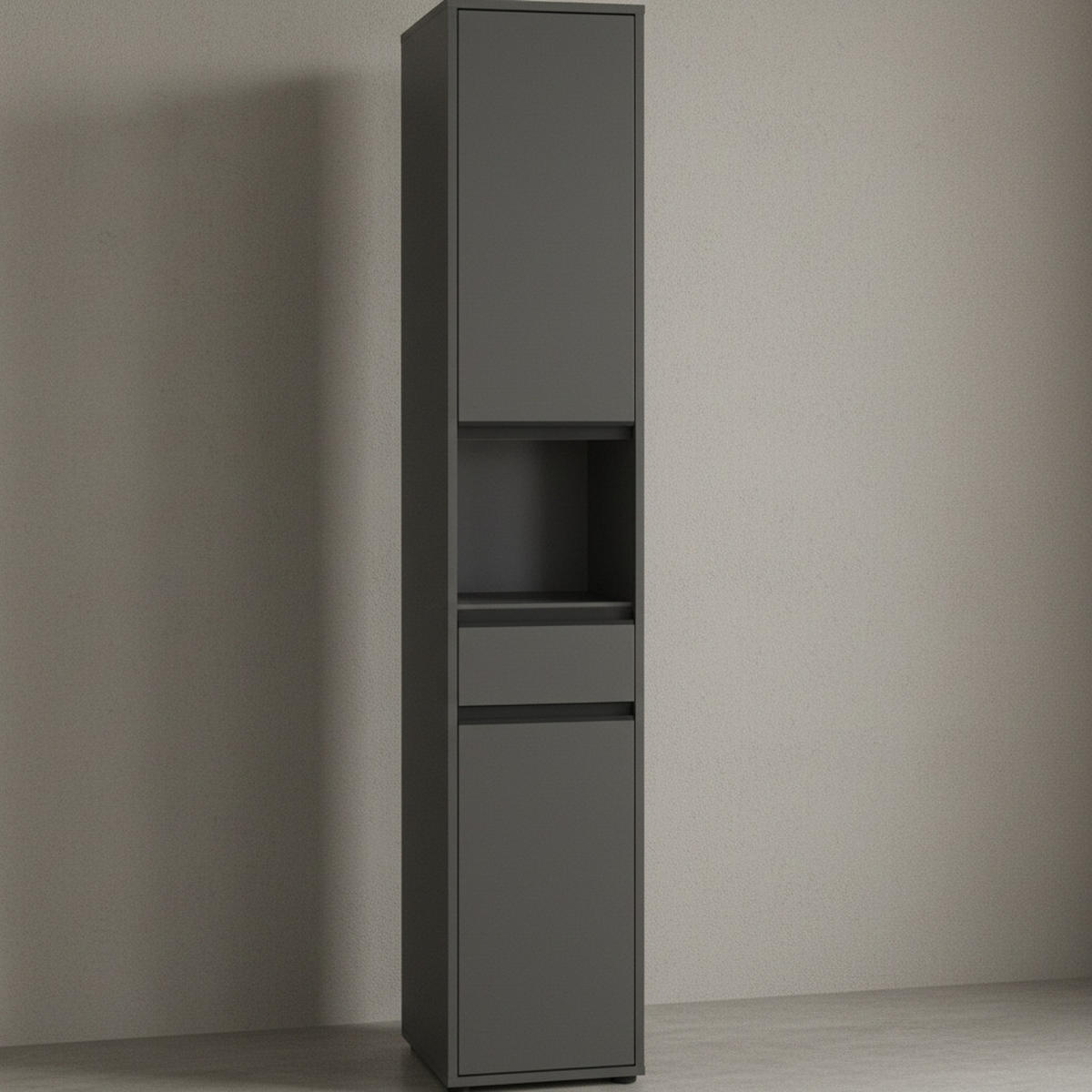 HOCHSCHRANK HAMBURG Soft-Close Modern 33x181x34 cm Graphit - Schwarz, Holzwerkstoff (33/181/34cm) - KADIMA DESIGN
