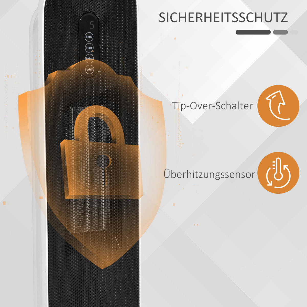 HEIZGERÄT Heizlüfter 2000W Heizturm mit Fernbedienung Oszillation Metall PP - Weiß, Kunststoff (21/63.5/21cm) - HOMCOM