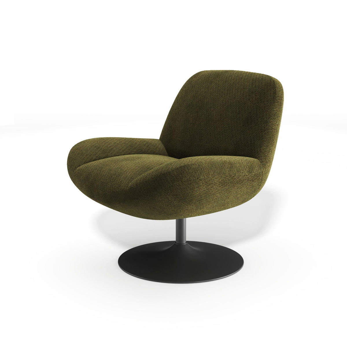 DREHSESSEL RETRO Bouclé-Samt Vintage-Grün 71cm - Dunkelgrün/Grün, Textil (71/80/76cm) - Premium Interiors