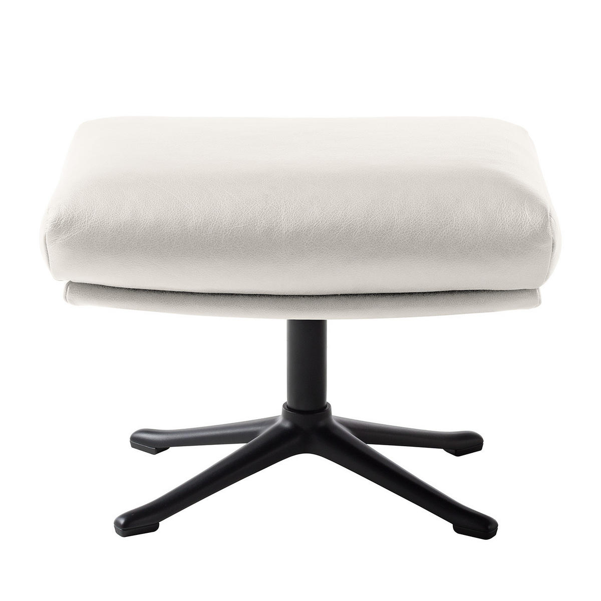 HOCKER mit Kreuzfuß - Schwarz/Weiß, Leder/Metall (54/41/41cm) - home24