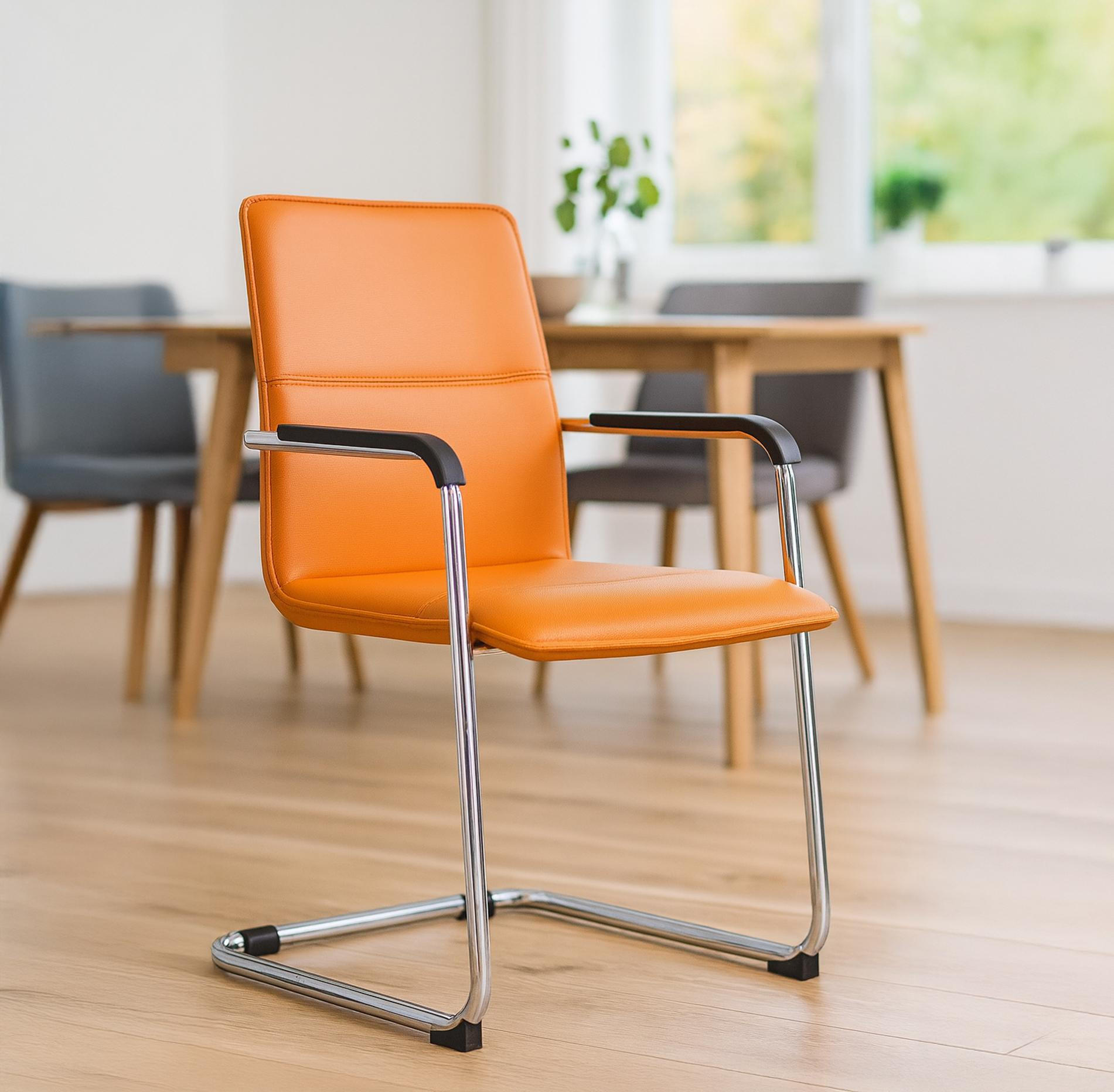 SCHWINGSTUHL 2er Set Lederlook Orange - Orange, Textil/Metall (57/92/59cm) - CLP
