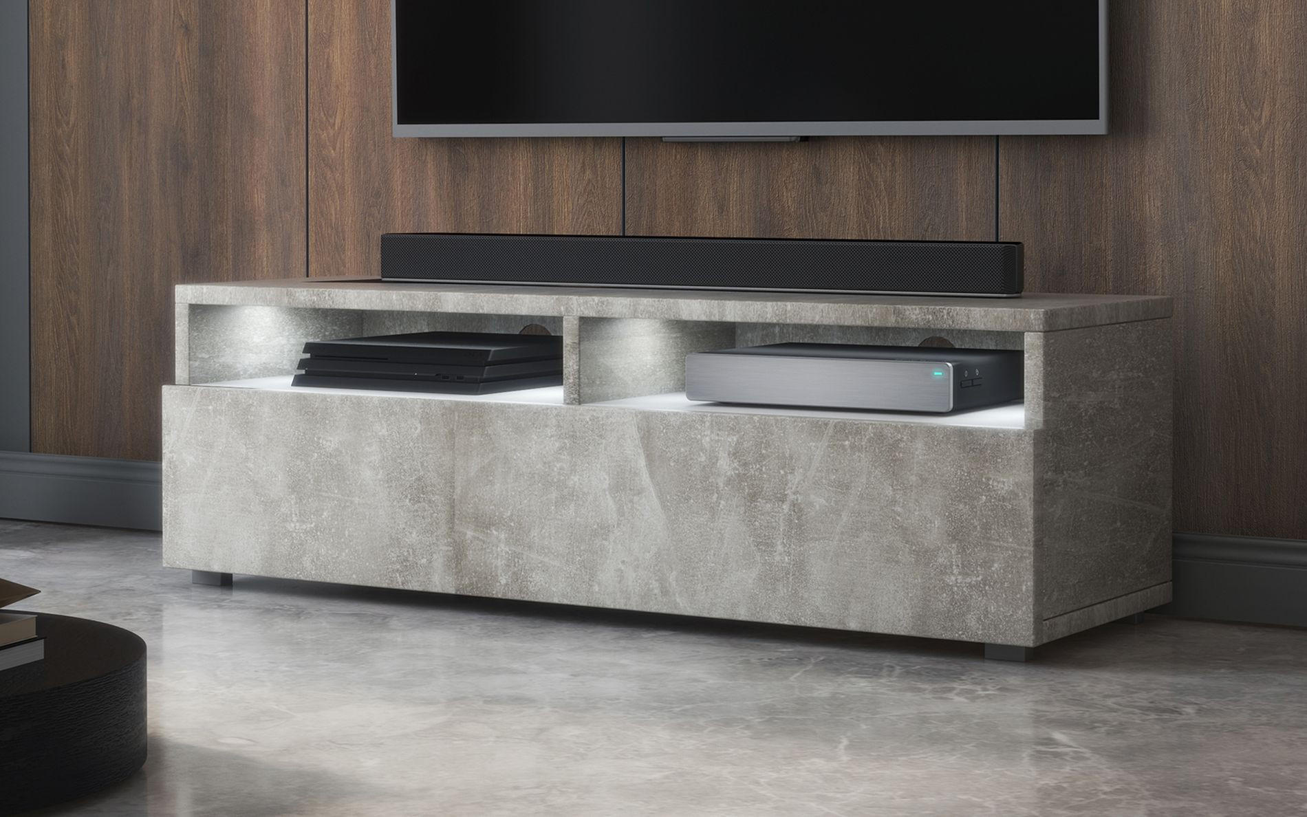TV-LOWBOARD Rednaw Beton-Optik, 100 cm - Grau, Holzwerkstoff (100/30/31cm) - Selsey