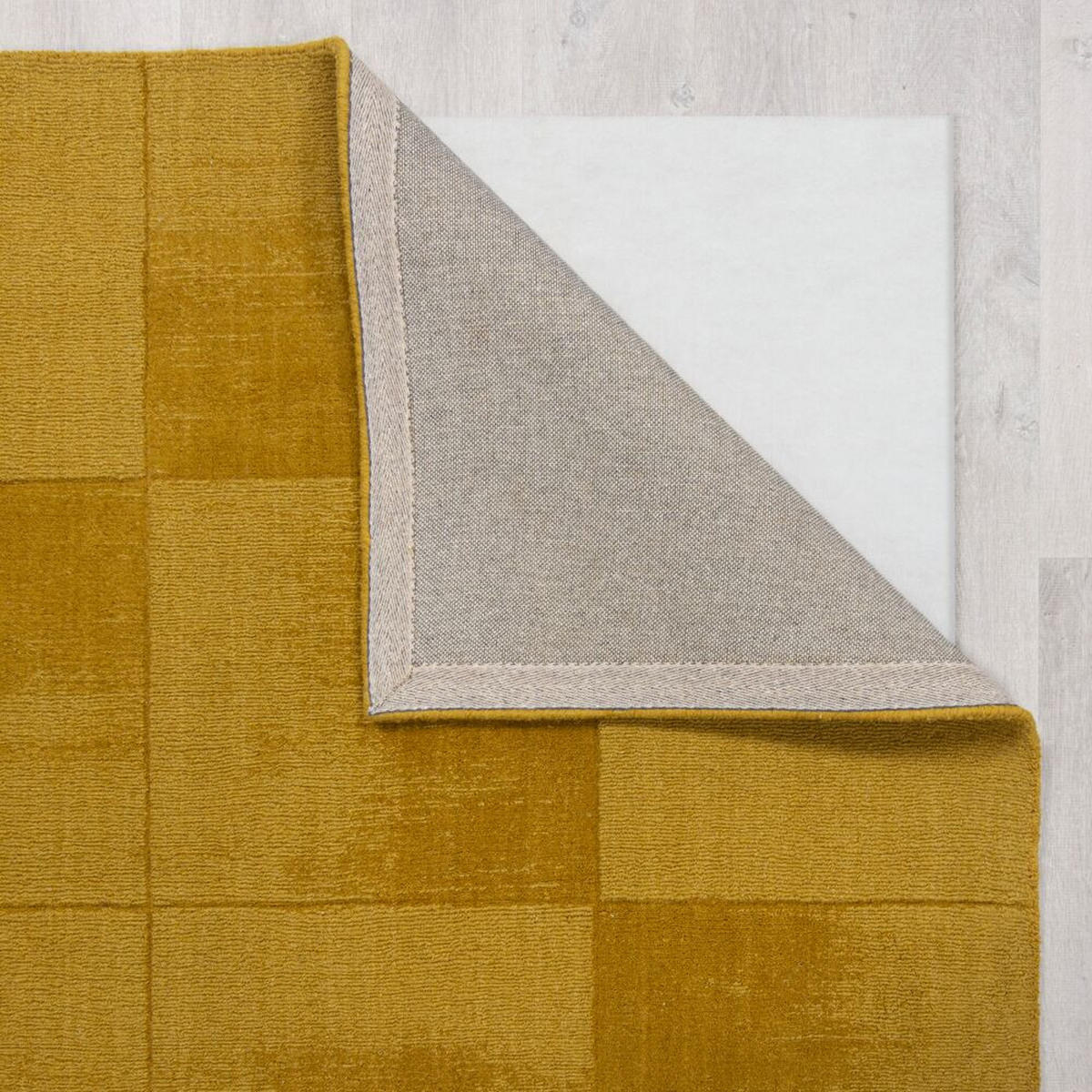 WOLLTEPPICH Karo-Design, handgeschnitzt SID, Gelb 200x290 cm - Gelb, Textil (200/290cm) - KADIMA DESIGN