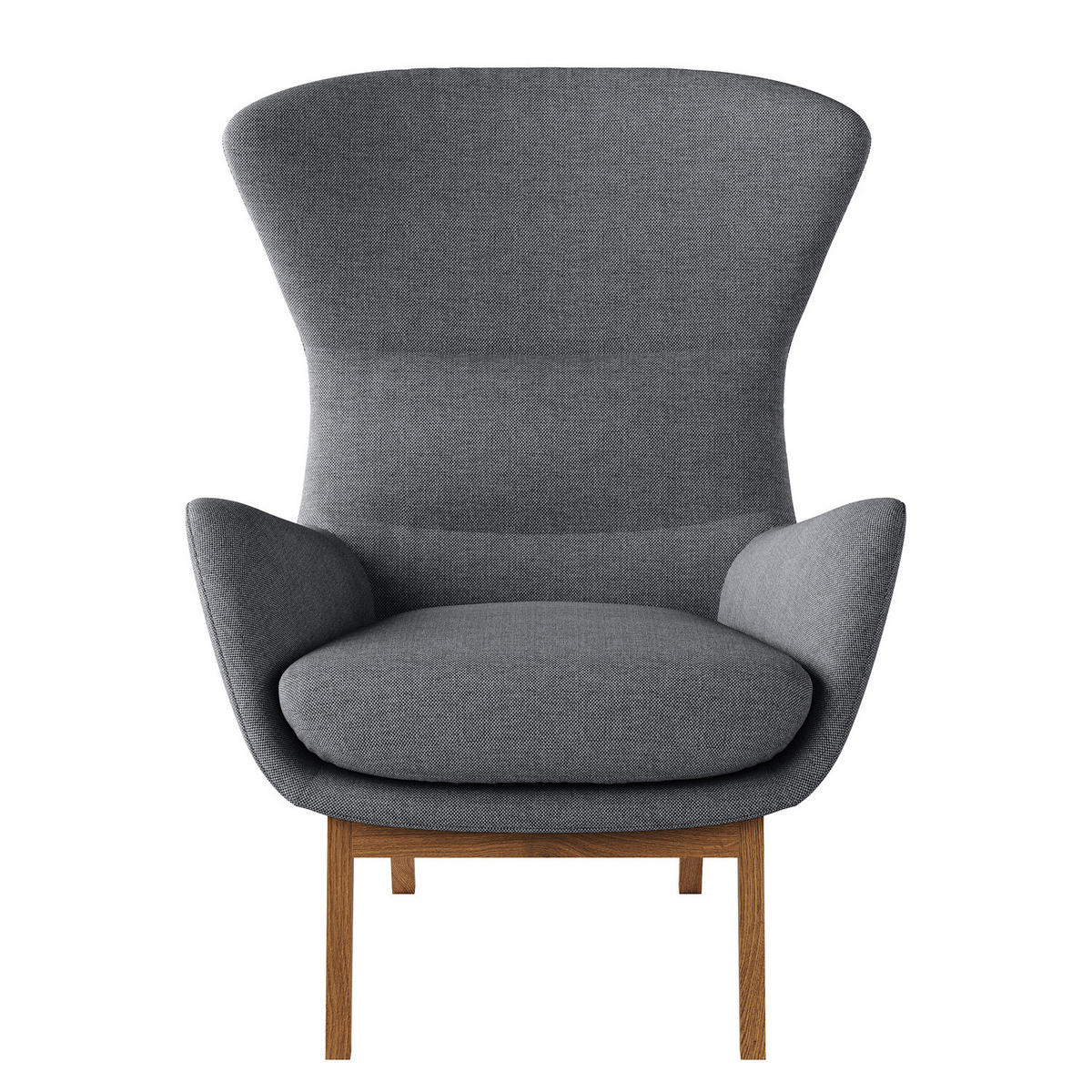 SESSEL mit Holzfüßen - Eichefarben/Grau, Eichenholz/Textil (84/99/96cm) - home24