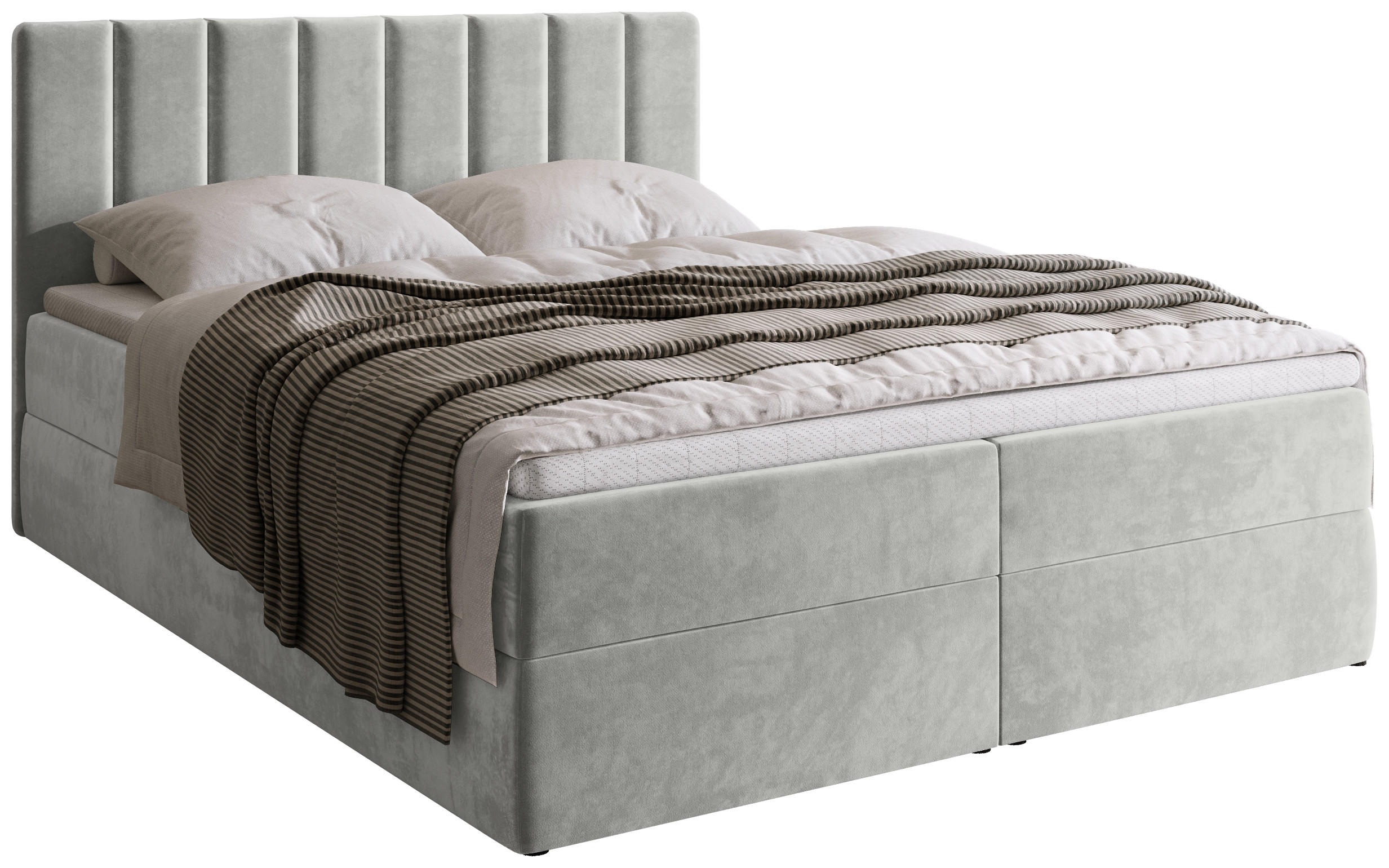 BOXBETT DENVER mit Topper 140x200 Grau - Grau, Textil (140/200cm) - Bromarkt