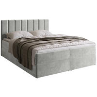 BOXBETT DENVER mit Topper 140x200 Grau - Grau, Textil (140/200cm) - Bromarkt