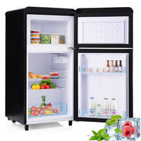 RETRO KÜHLSCHRANK 72L Doppeltür 21L Gefrier LED E Klasse - Schwarz, Kunststoff (45/91/46cm) - FLIEKS