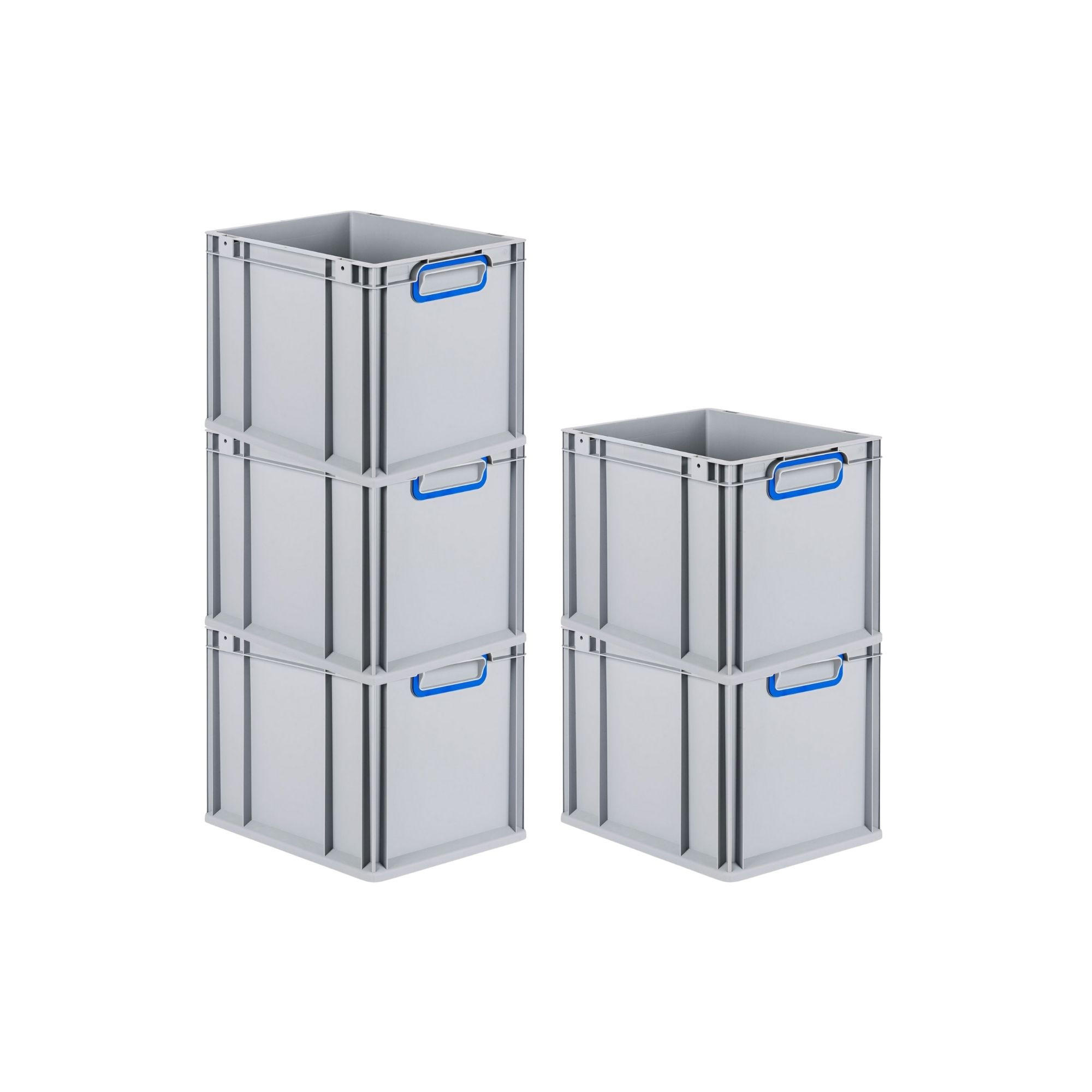 EUROBOX 5x Nextgen Color 32x30x40cm 30 Liter Griffe Blau Geschlossen - Blau, Kunststoff (30/32/40cm) - PROREGAL