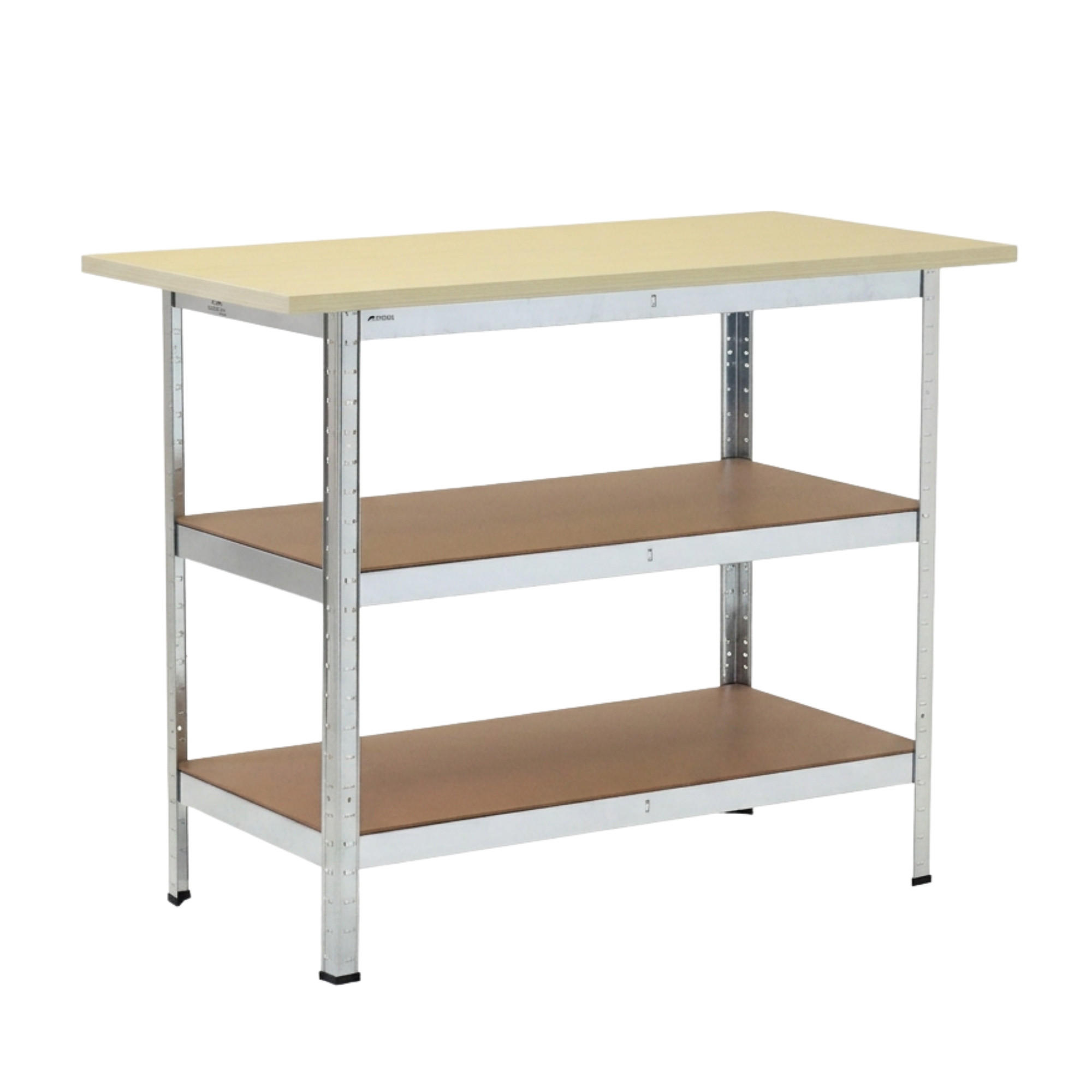 PROFI Werkbank TAURUS 1 Tischplatte + 2 Fachböden HxBxT 120x60x25cm Verzinkt - Zinkfarben, Metall (120/92.5/60cm) - PROREGAL