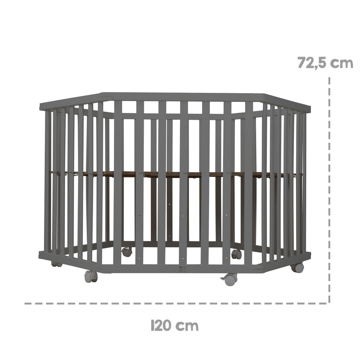 LAUFGITTER 6-eckig, Greyish gesteppt - Anthrazit, Holzwerkstoff (118.5/72.5/103.5cm) - Roba