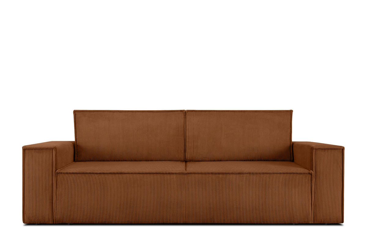 3-SITZER-SCHLAFSOFA NAPI in Pet Friendly Cord-Stoff, Erze - Schwarz/Orange, Textil (244/89/101cm) - KONSIMO®