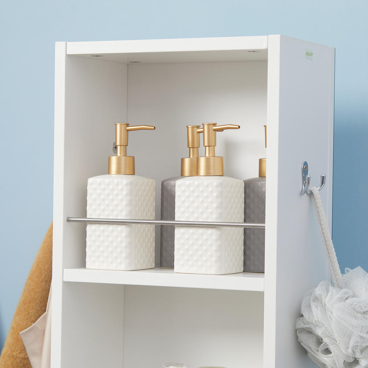 HOCHSCHRANK DE-12373 mit spiegel 36/36/171 cm Weiß - Weiß, Holzwerkstoff (36/171/36cm) - ComfortXL