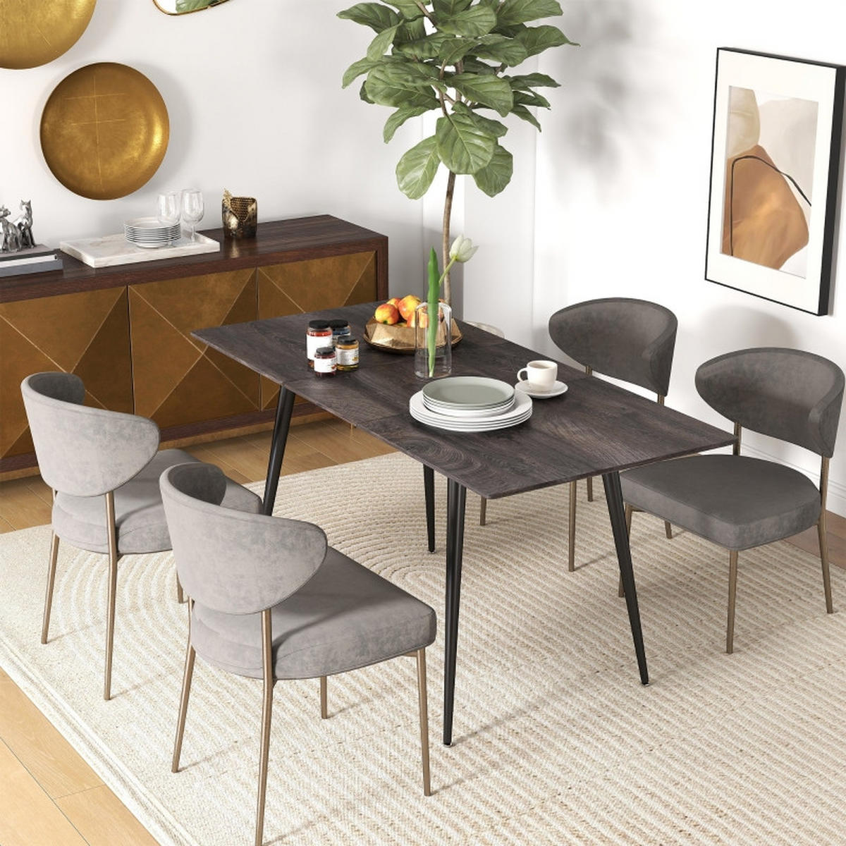AUSZIEHTISCH 120-160/75/77 cm grau mit versteckter Einlegeplatte aus Holz - Grau, Holz (160/75/77cm) - OKWISH