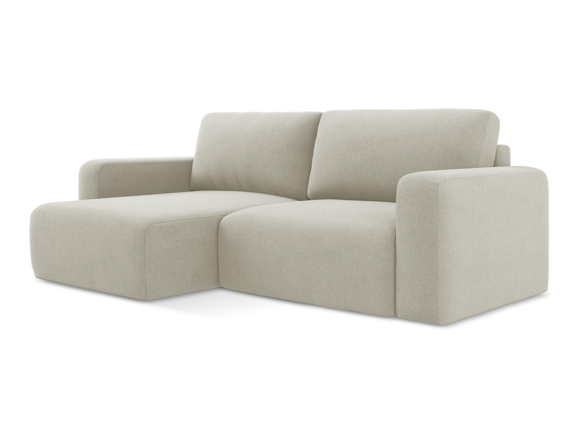 ECKSOFA mit Schlaffunktion links Strukturstoff Stoff Beige - Beige/Creme, Kunststoff/Textil (149/244cm) - Makamii