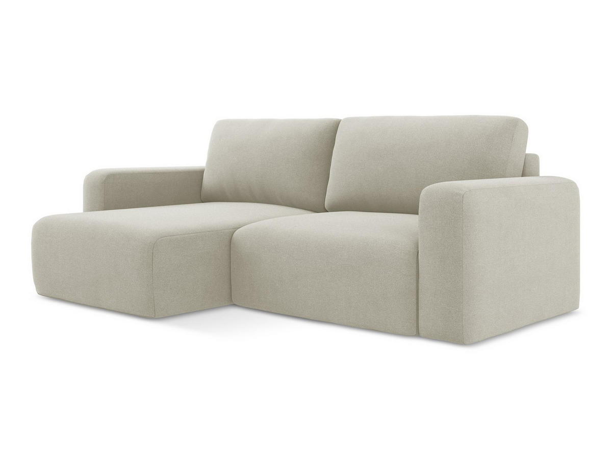 ECKSOFA mit Schlaffunktion links Strukturstoff Stoff Beige - Beige/Creme, Kunststoff/Textil (149/244cm) - Makamii