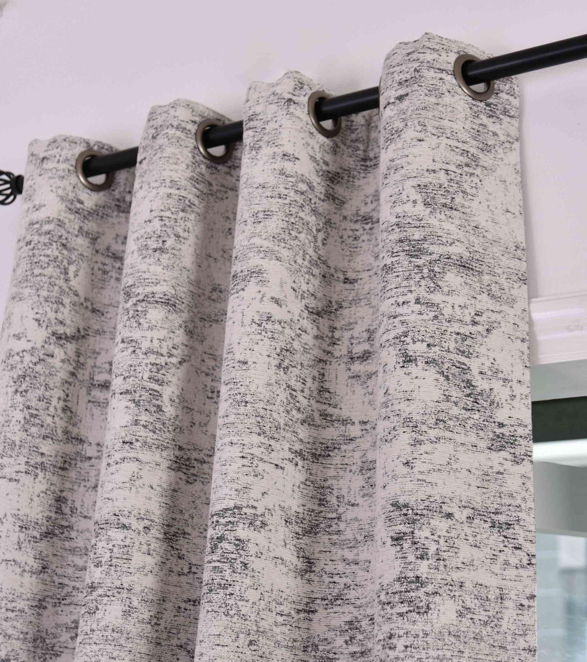 VORHANG 2ER SET VENEDIG HxB 245x140 cm Creme Schwarz - Creme, Textil (140/245cm) - Gardinenbox