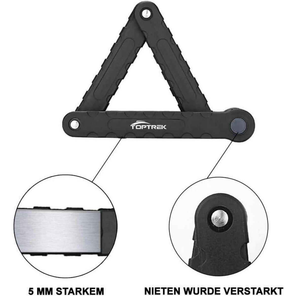 FAHRRADSCHLOSS Faltschloss mit Halterung 94 cm Schwarz Sicherheitsstufe 7 - Schwarz, Metall (5.8/4/16.5cm)