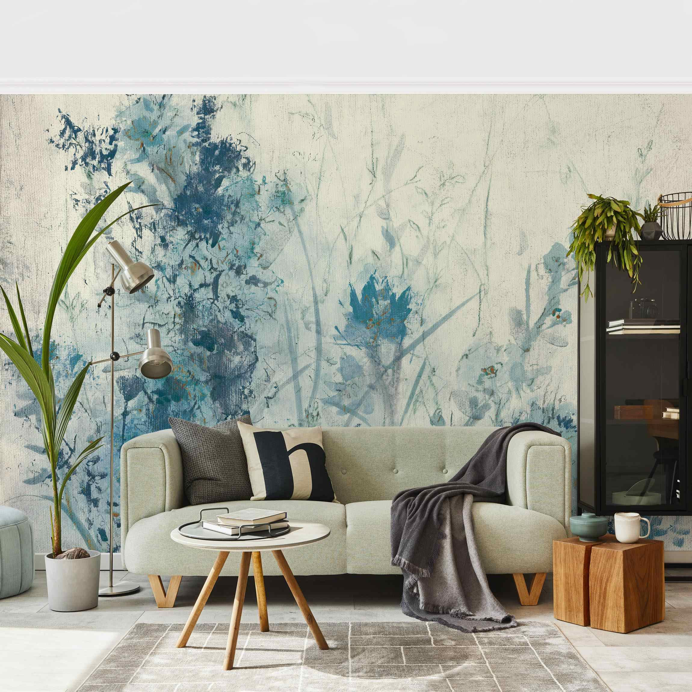 FOTOTAPETE Blaue Frühlingswiese I 432/290 cm - Blau, Papier (432/290cm) - Bilderwelten