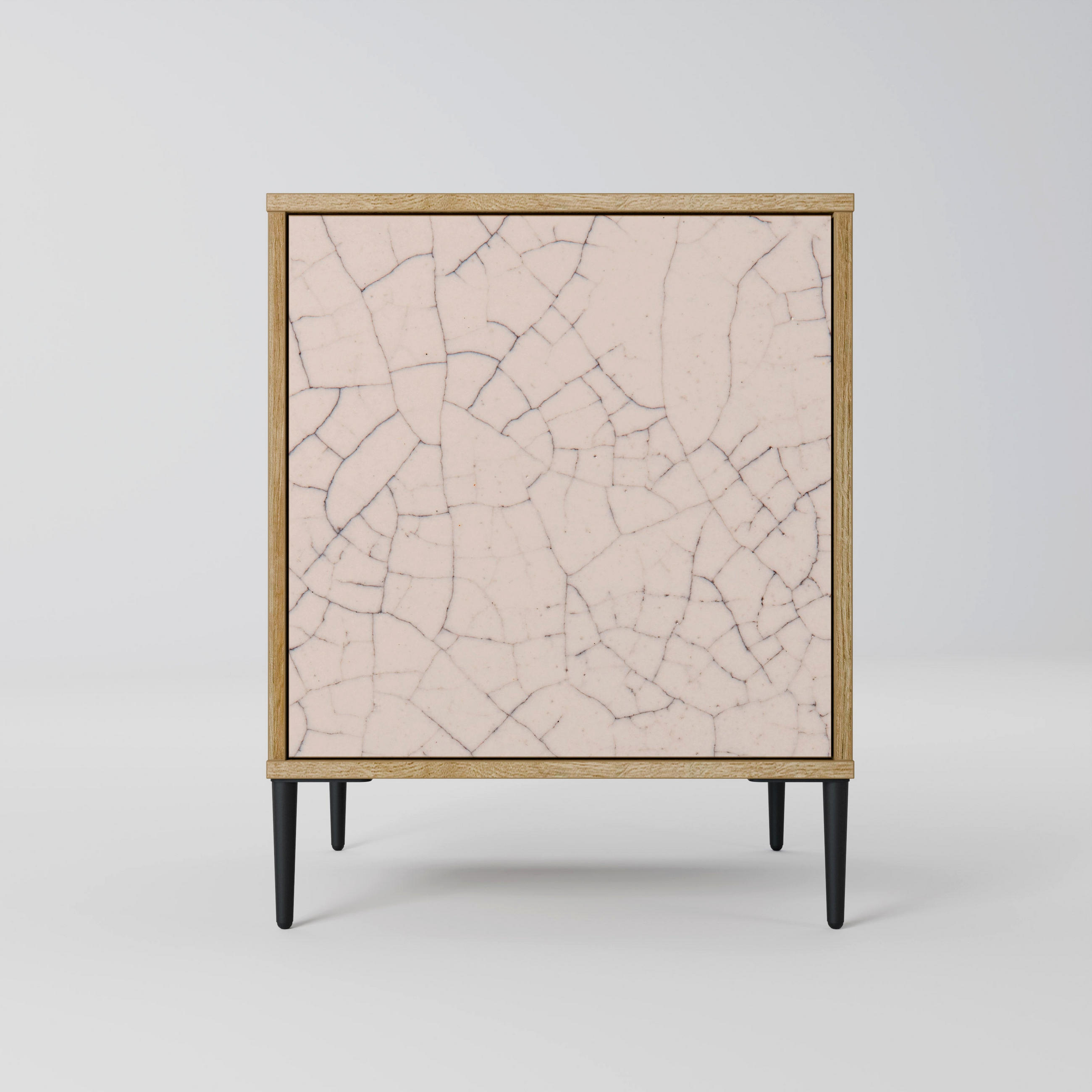 SIDEBOARD CERAMIC TEXTURE, Eichefarben, 57,5x42x72,5 cm, Schwarze Metallfüße - Eichefarben/Multicolor, Holzwerkstoff/Metall (57.5/72.5/42cm) - SpaceRebels
