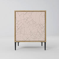 SIDEBOARD CERAMIC TEXTURE, Eichefarben, 57,5x42x72,5 cm, Schwarze Metallfüße - Eichefarben/Multicolor, Holzwerkstoff/Metall (57.5/72.5/42cm) - SpaceRebels
