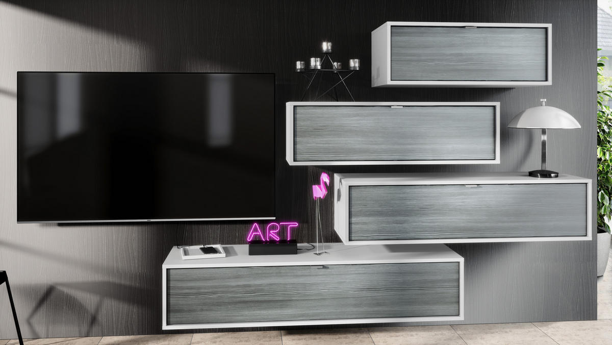 WOHNWAND Lana Fronten in Avola-Anthrazit - Anthrazit, Holzwerkstoff (210/170/37cm) - Vladon