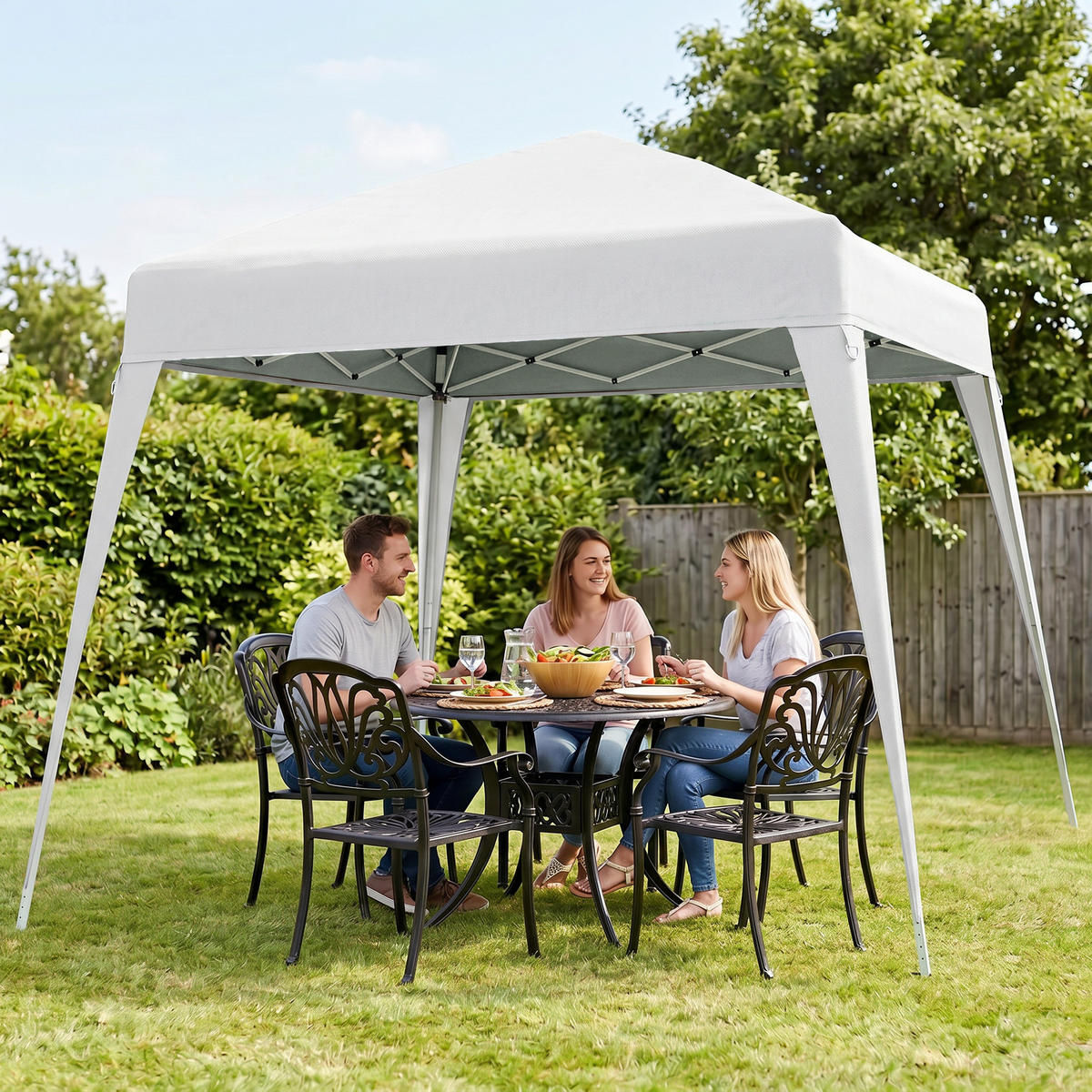 FALTPAVILLON, Grau, Stahl, Oxford - Weiß, Metall (240/250/240cm) - Outsunny
