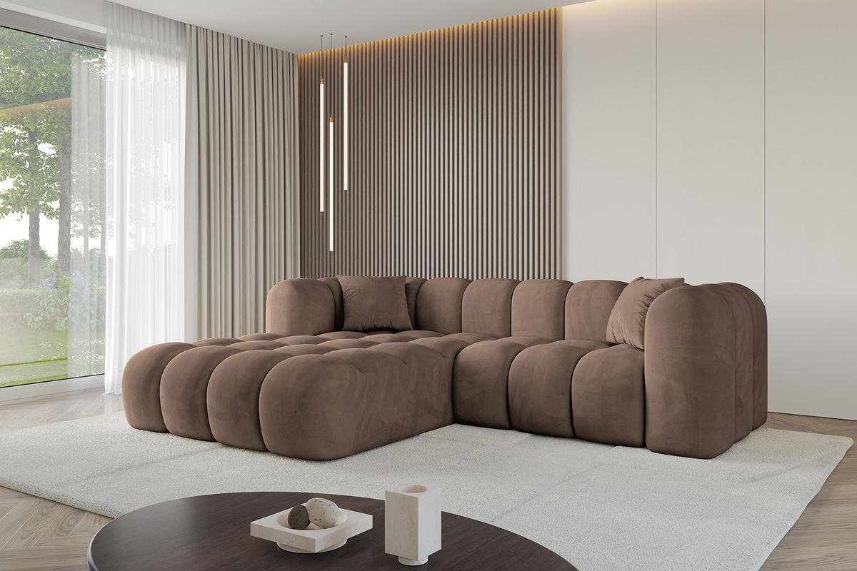 ECKSOFA Ottomane Links OLEA-L1 - 231x173x74 cm Braun - Schwarz/Braun, Holzwerkstoff/Kunststoff (231/173cm) - ALTDECOR