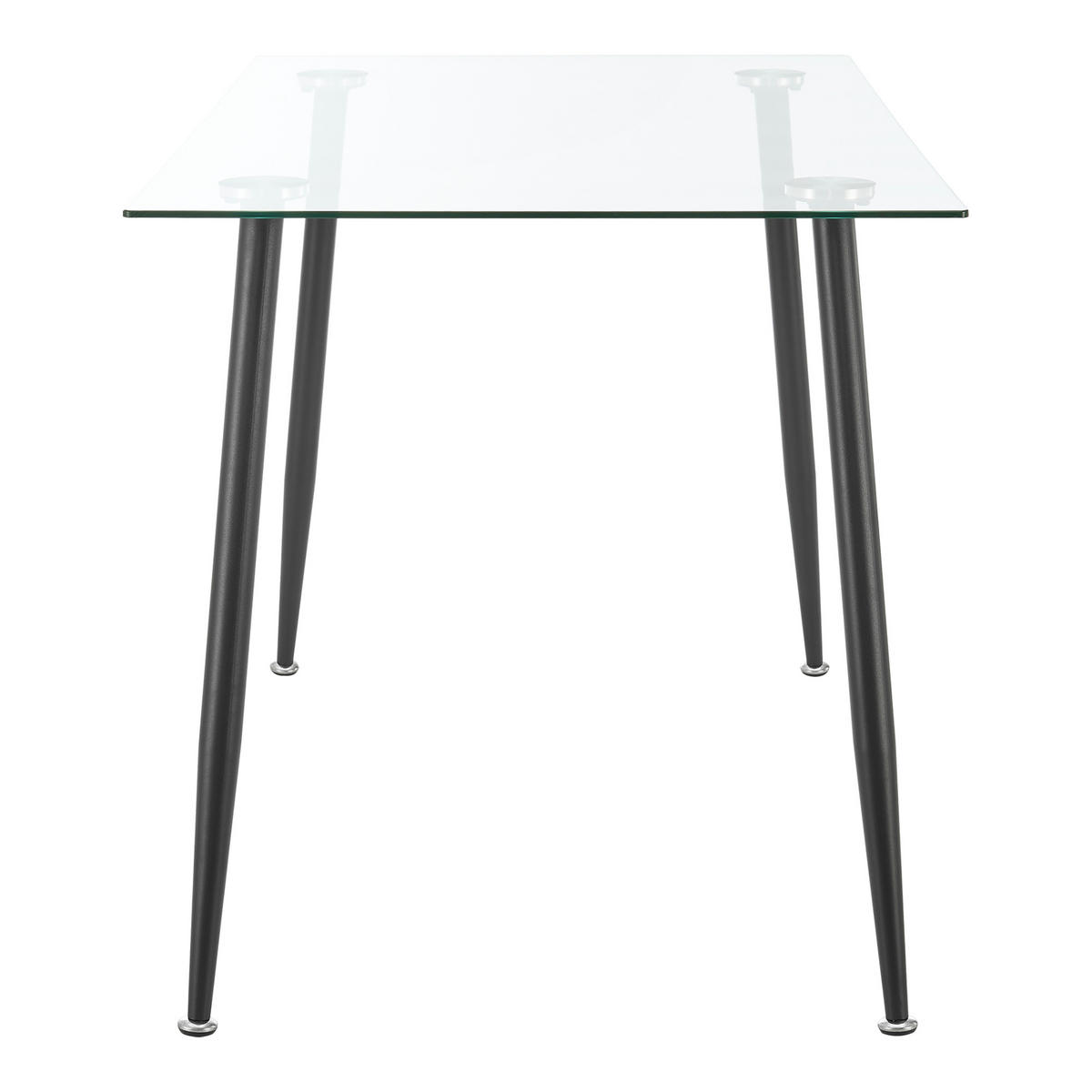 ESSTISCH Hyrynsalmi - Transparent/Schwarz, Glas/Metall (70/110/75cm) - [en.casa]
