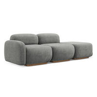 3-SITZER SOFA Rechts Bouclé Stoff Beige - Greige/Beige, Holz/Textil (258/73/95cm) - Makamii