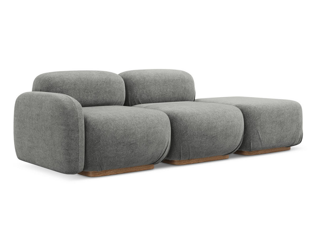 3-SITZER SOFA Rechts Bouclé Stoff Beige - Greige/Beige, Holz/Textil (258/73/95cm) - Makamii