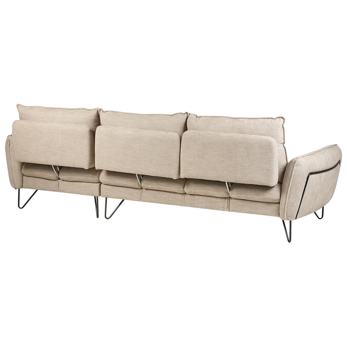3-SITZER-ECKSOFA Chenillegewebe Beige rechtsseitig Sersan - Beige, Textil (258/179cm) - Beliani