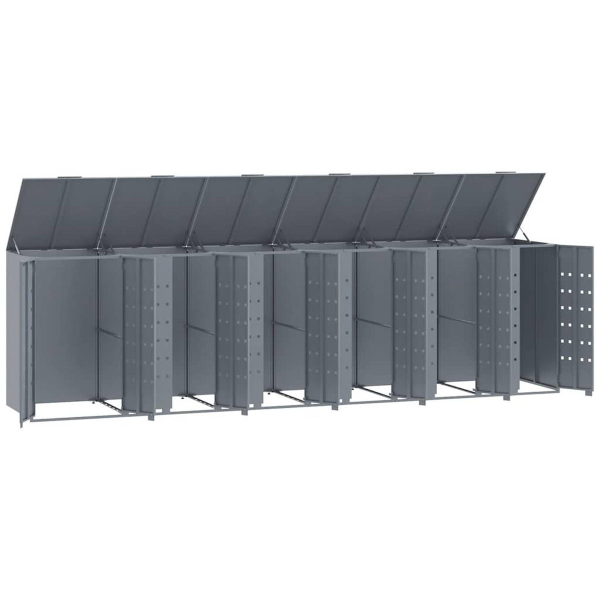 MÜLLTONNENBOX Gorilo für 6 Tonnen Grau 414x79x117 cm - Grau, Metall (414/117/79cm) - DELUKE