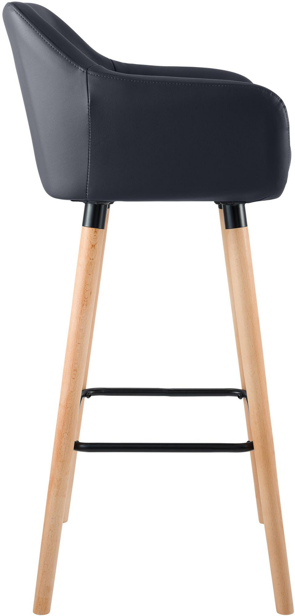 BARHOCKER Mirid Kunstleder Schwarz - Schwarz, Leder (55/99/46cm) - DELUKE