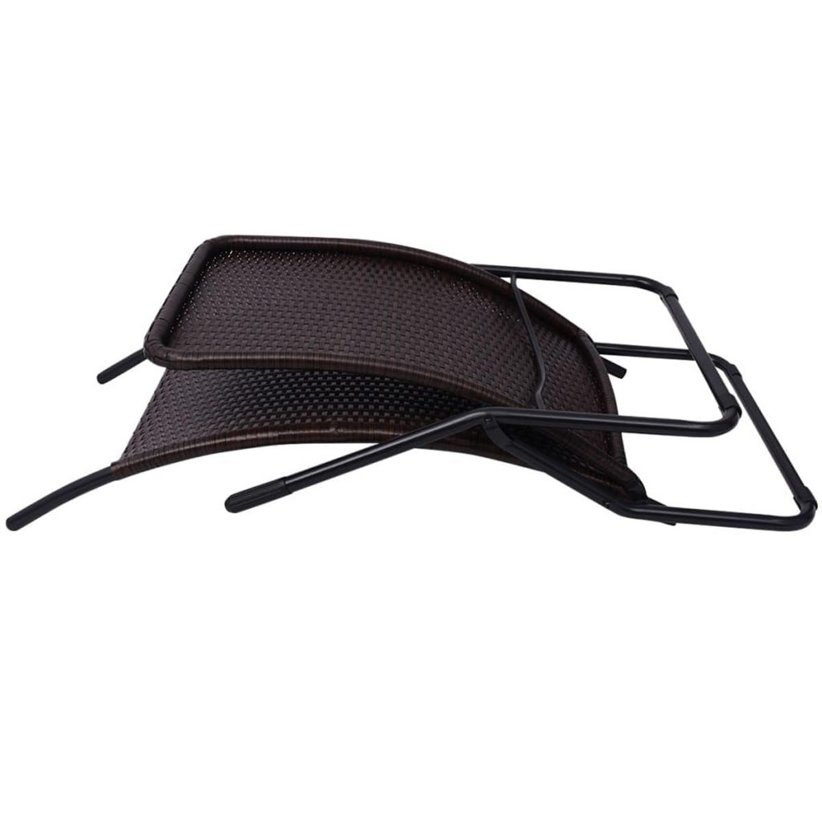SONNENLIEGE Klappbar Poly Rattan Brown - Braun, Holz (61/95/147cm) - furnicato