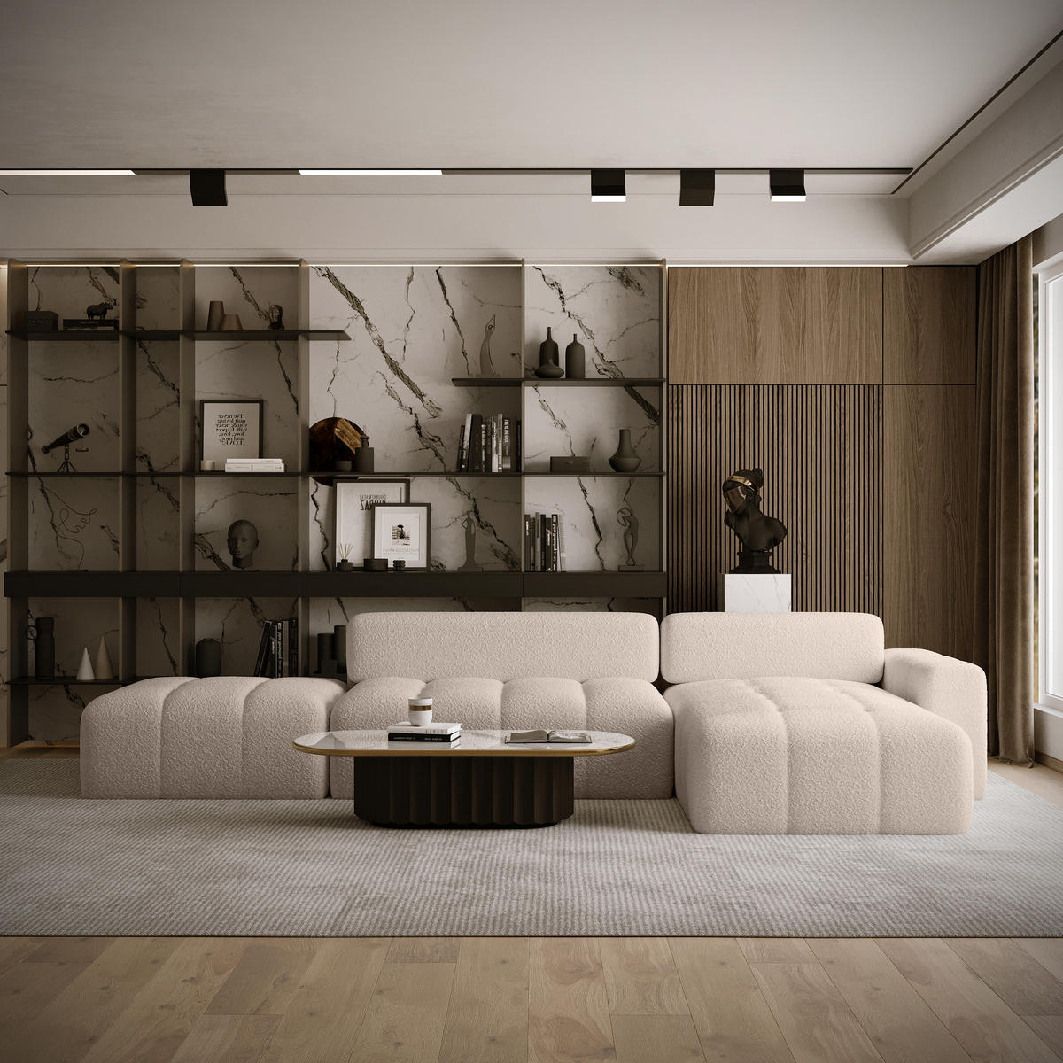 ECKSOFA RIFU LA mit Schlaffunktion, Beige - Beige, Textil (363/185cm) - Fedve