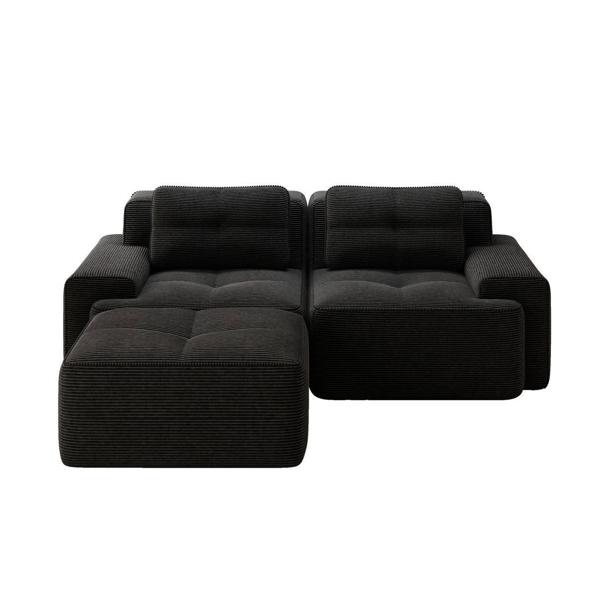 ECKSOFA 204/177/69 cm schwarz aus Cord mit Tiefsitz und boneless Design - Schwarz, Textil (177/204cm) - OKWISH