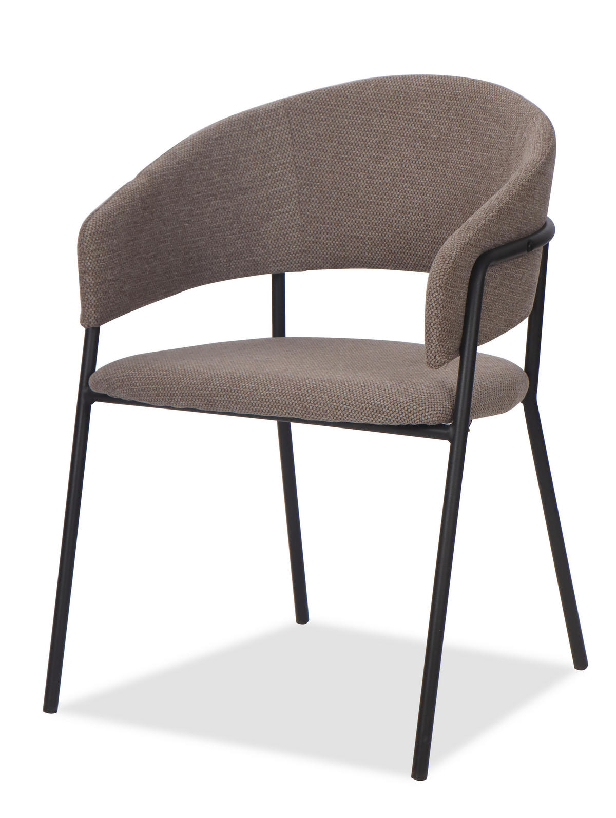 STUHL OVO gespolsterter - dunkelbeige - Glamour Chenille - Beige/Schwarz, Textil/Metall (56/79/54cm) - NEW HOME