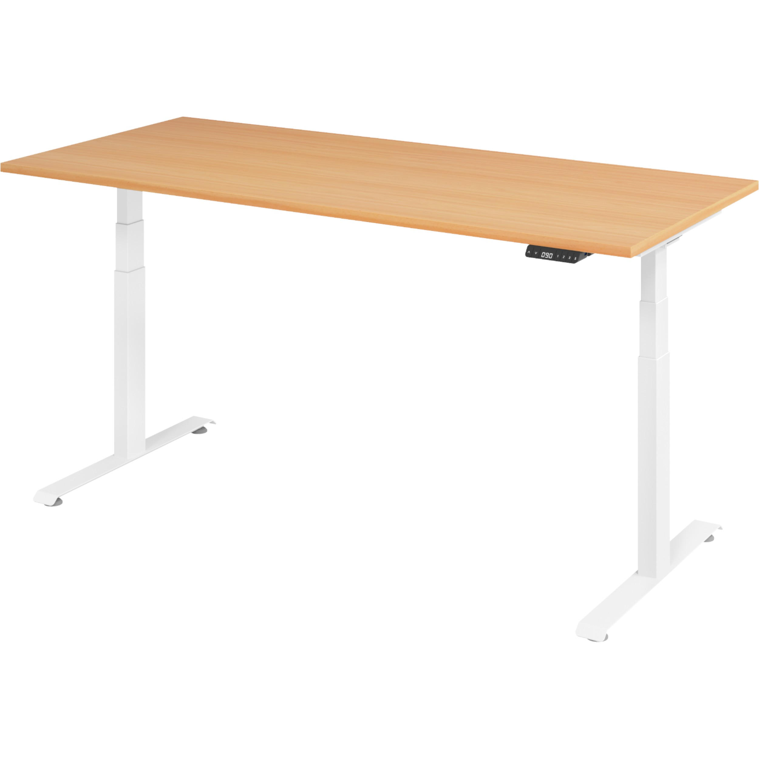 SCHREIBTISCH elektrisch 80/180/74 cm in Buchefarben/Weiß - Buchefarben/Weiß, Holzwerkstoff (80/180/74cm) - bümö
