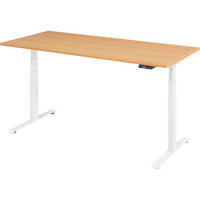 SCHREIBTISCH elektrisch 80/180/74 cm in Buchefarben/Weiß - Buchefarben/Weiß, Holzwerkstoff (80/180/74cm) - bümö