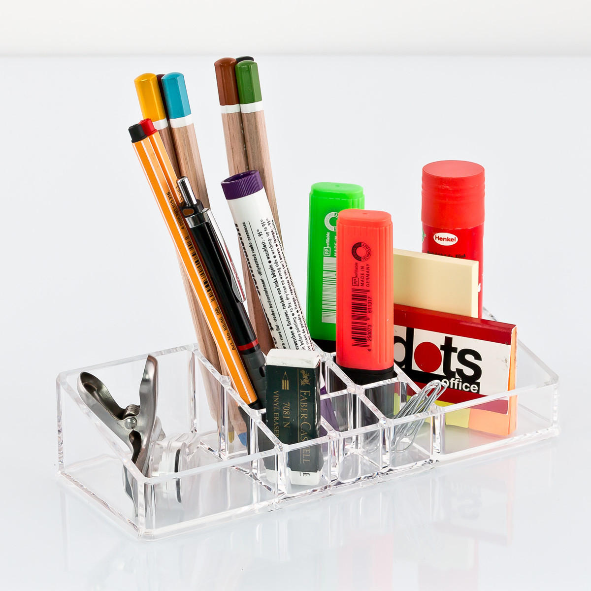 KOSMETIKORGANIZER, mit 2 Maxi- und 9 kleinen Fächern - Transparent, Kunststoff (23/9/5cm) - bremermann