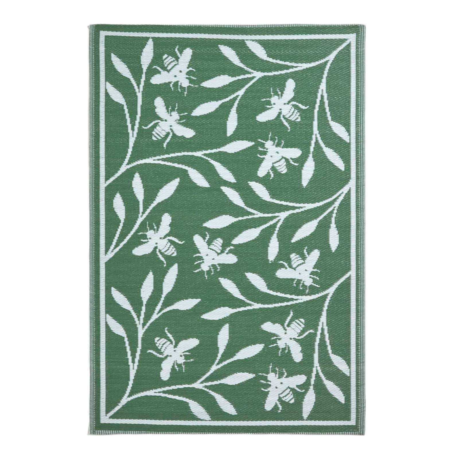 OUTDOORTEPPICH floral mit Bienen-Design 122/182 cm - Grün, Kunststoff (122/182cm) - Homescapes