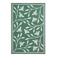 OUTDOORTEPPICH floral mit Bienen-Design 122/182 cm - Grün, Kunststoff (122/182cm) - Homescapes