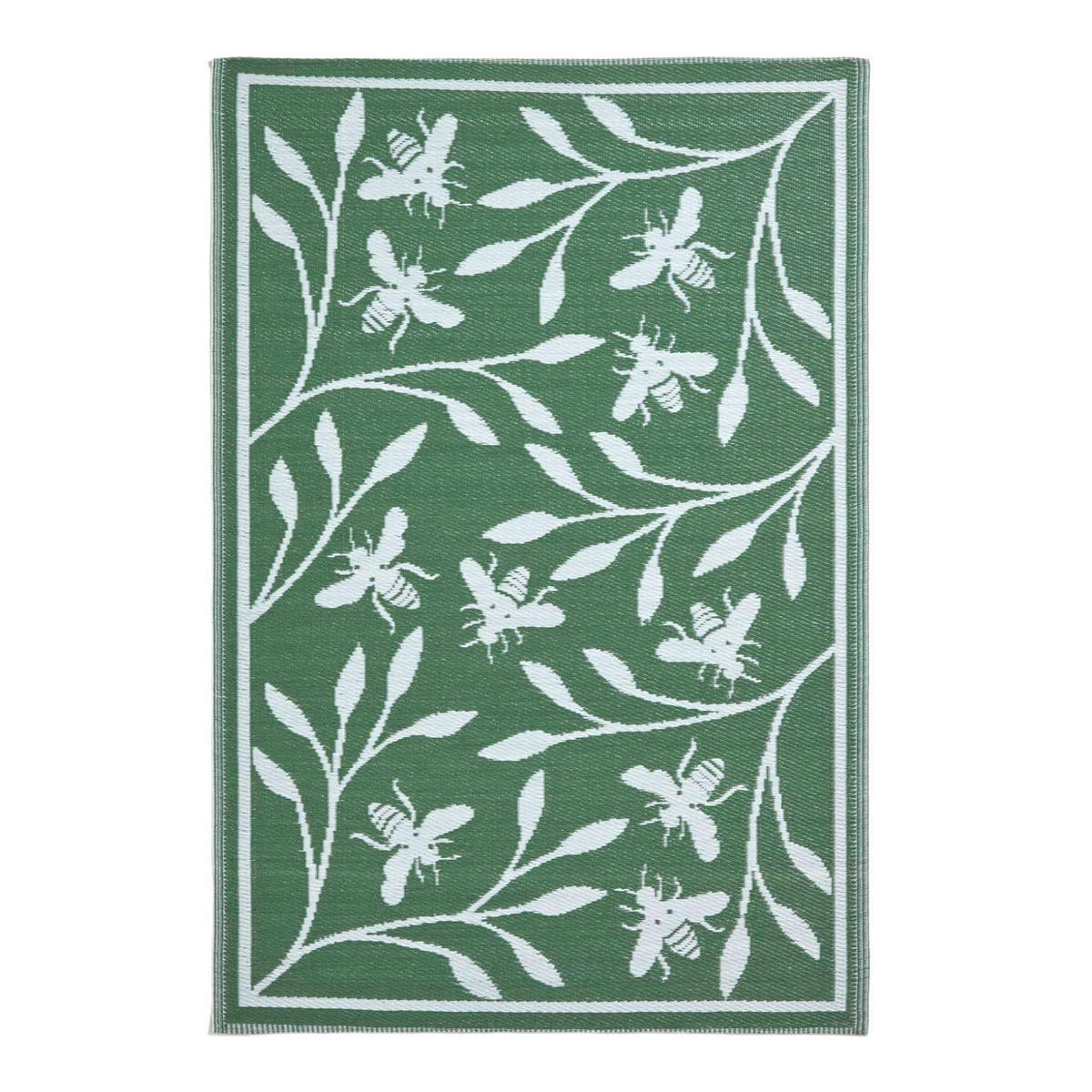 OUTDOORTEPPICH floral mit Bienen-Design 122/182 cm - Grün, Kunststoff (122/182cm) - Homescapes