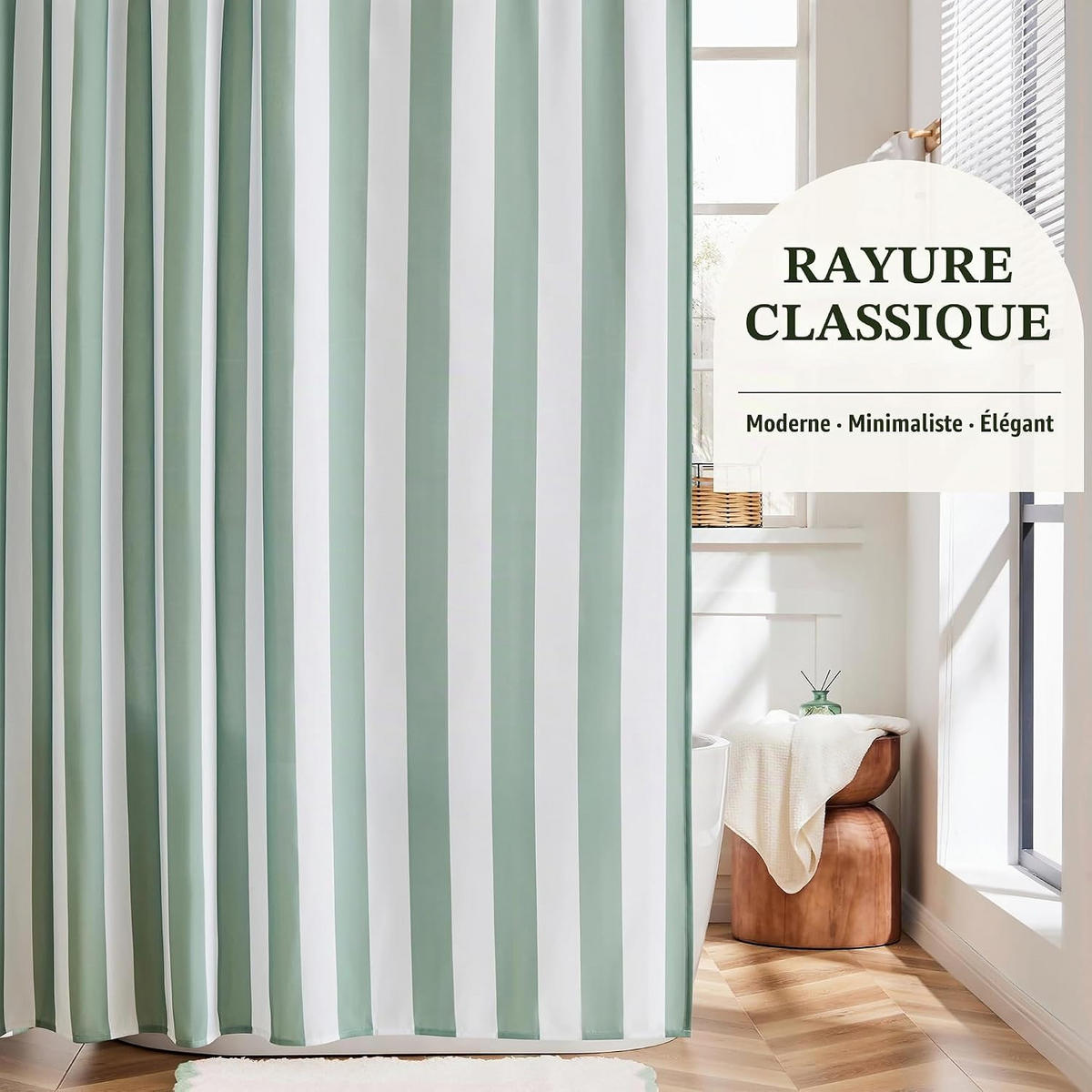DUSCHVORHANG 180 cm x 180 cm Streifen - Grün, Textil (180/180cm) - Vallsero