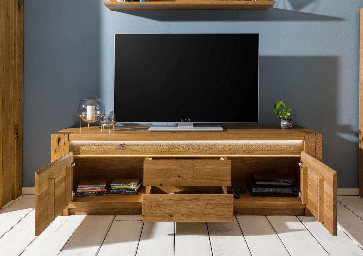 TV-BOARD Wildeiche 173x40x53 braun geölt KENT #310 - Braun, Holz (173/53/40cm) - Massivmoebel24